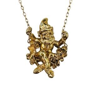 Vintage Franklin Mint 24K Gold Plated Leprechaun Necklace St Patrick’s Day
